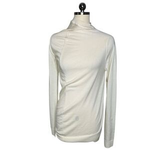 Jil Sander Ivory Wool Asymmetric Long Knit Sweater| Size S